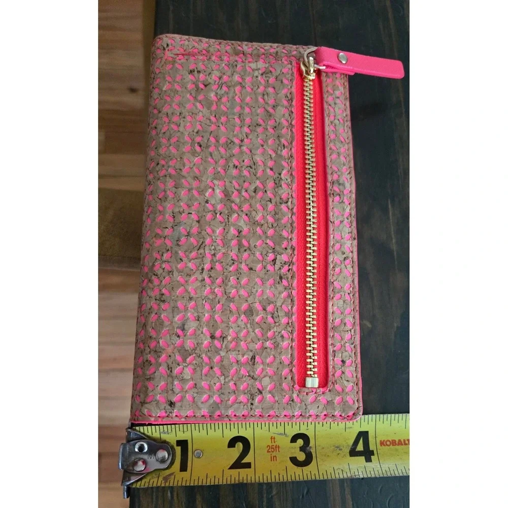 Kate Spade Arbor Way Lacey Zip Wallet Natural GERANIUM Pink Cork clutch wristlet